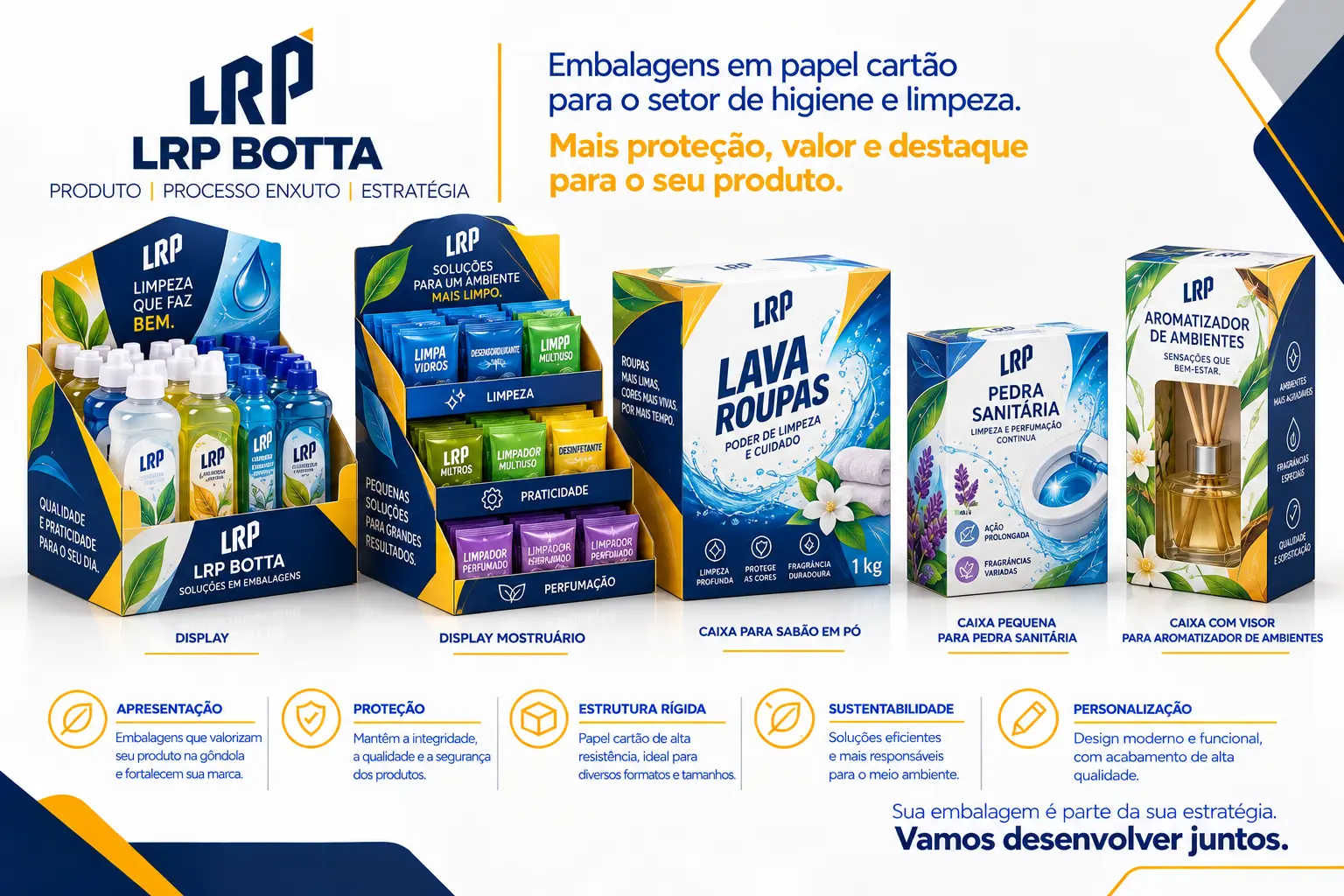 Higiene e Limpeza — Displays e caixas